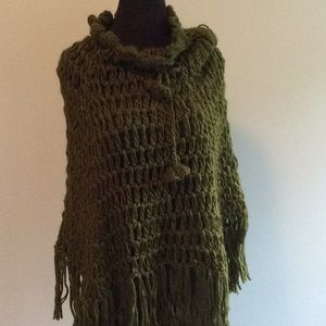 Chunky Knit Fringe Poncho